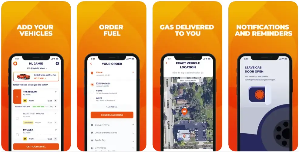 Screenshots of EzFill App